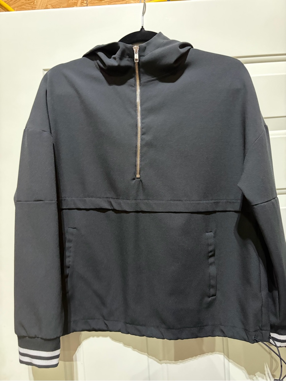 Avia Black Lightweight Hooded Half-Zip Shirt Jacket